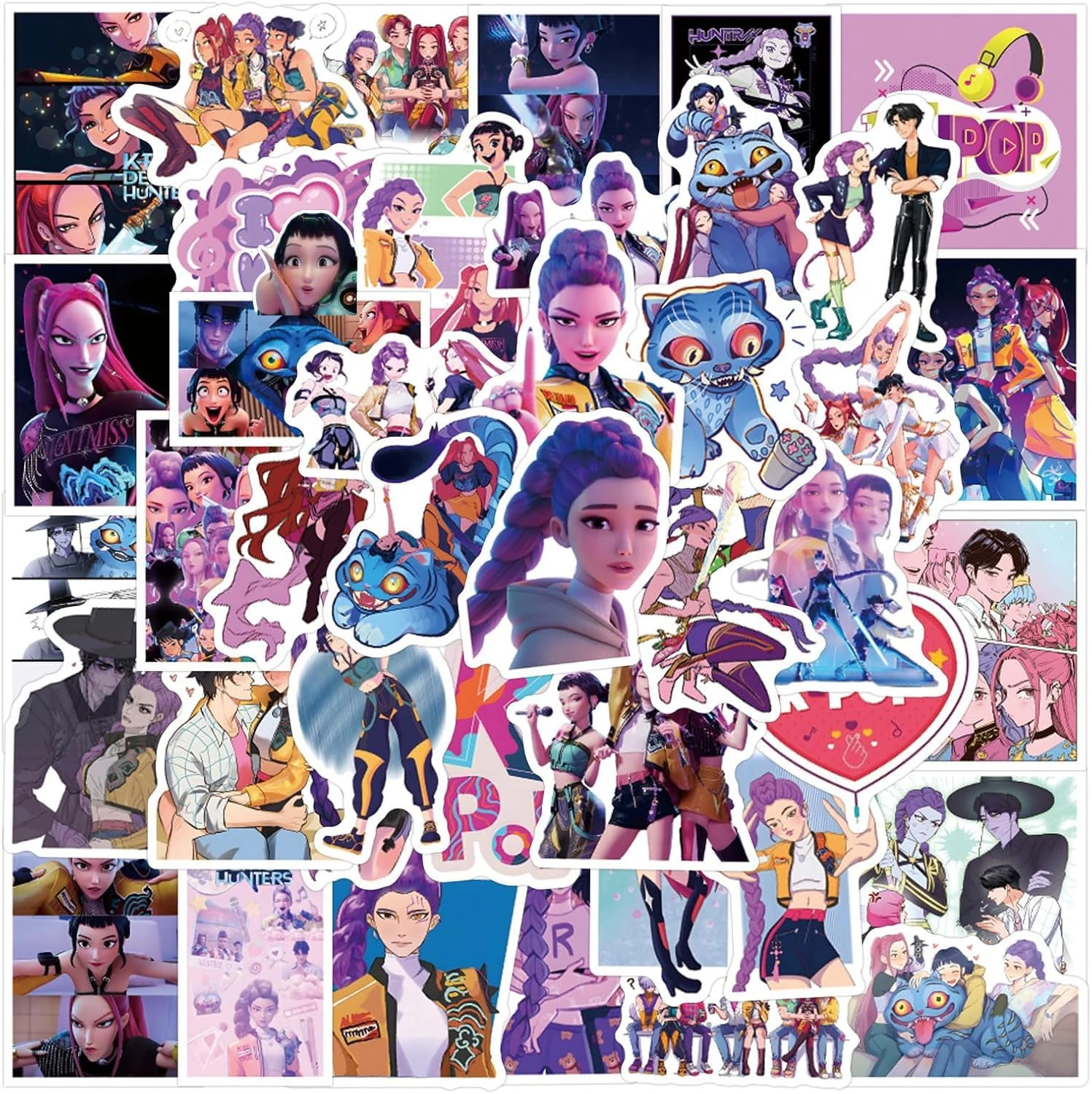 55 Pcs Demon Hunters Stickers Set, Waterproof Anime Vinyl Decals for Teens Adults - Laptop Skateboard Phone Guitar Case Decor (2-3 Inch)