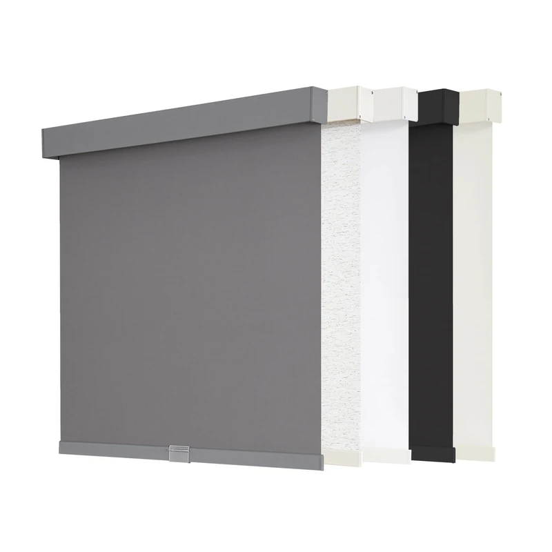 AOSKY Blackout Roller Shades Cordless Blinds for Windows, Free-Stop Shades with Valance, Thermal Insulated Fabric, UV Protection, Natural Woven Blinds for Home and Office (32.5" W x 72" H, Grey)