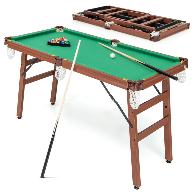FANTASK Billiard Table, Folding Pool Table with 2 Cues, 2 Chalks, 16 Balls, Triangle & Brush, Pool Tables for Home, Bar, Pool Table for Children & Adults, 138 x 67 x 79.5 cm - Image 1