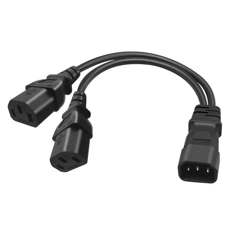 Strhowill C14 to 2X C13 y Splitter Power Cord(1ft/30cm),Power Cable UPS Server Y Splitter