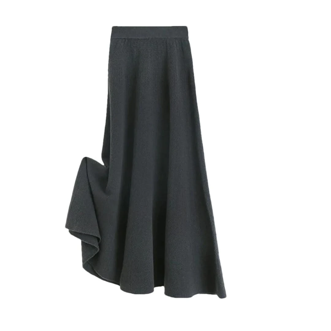 Women's Fall Winter Version Slimming Skirt Plus Size Solid Wool Knitted High Waist Mini Skirt Elephant Gray One Size