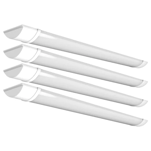 4lite Indoor Batten (White) Pack of 4 4900lm 5ft Cool White IP20 Rated Twin LED Integrated 40W Strip Light - 4L3/2012x4-4Yr Guarantee
