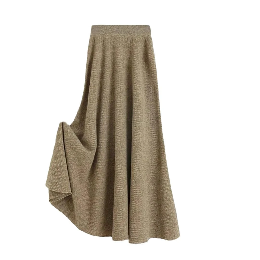 Women's Fall Winter Version Slimming Skirt Plus Size Solid Wool Knitted High Waist Mini Skirt This Purple One Size