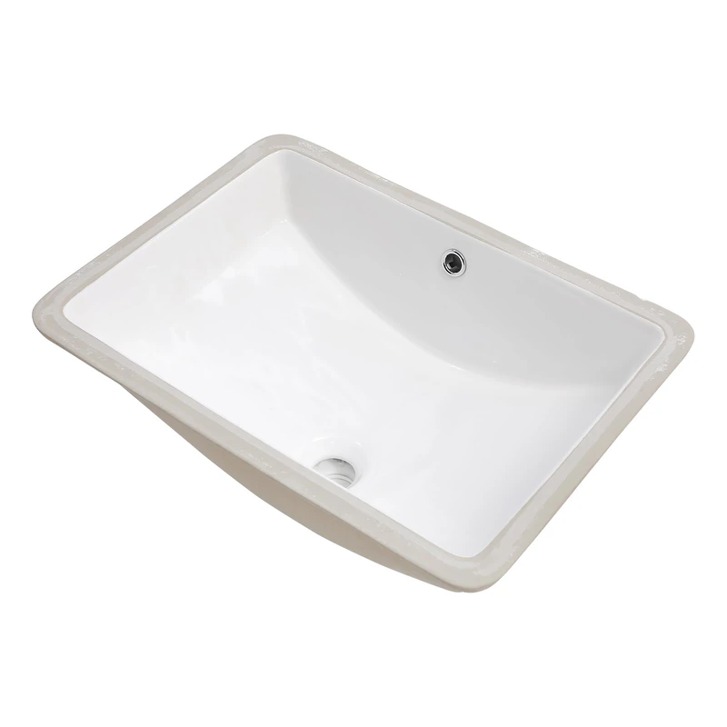 Lordear Rectangular Undermount Bathroom Sink 21x14 inch White Rectangle Bathroom Sinks Undermount White Porcelain Ceramic Lavatory Bathroom Vanity Sink with Overflow