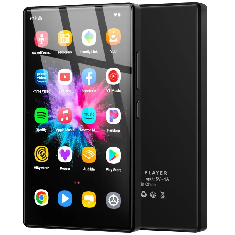 5" MP3 Player with Android 13 OS, 96GB MP3 Player with Bluetooth and WiFi, 1080P HD MP4 Player, Music Player Preloaded with Spotify, Audible, and Play Store