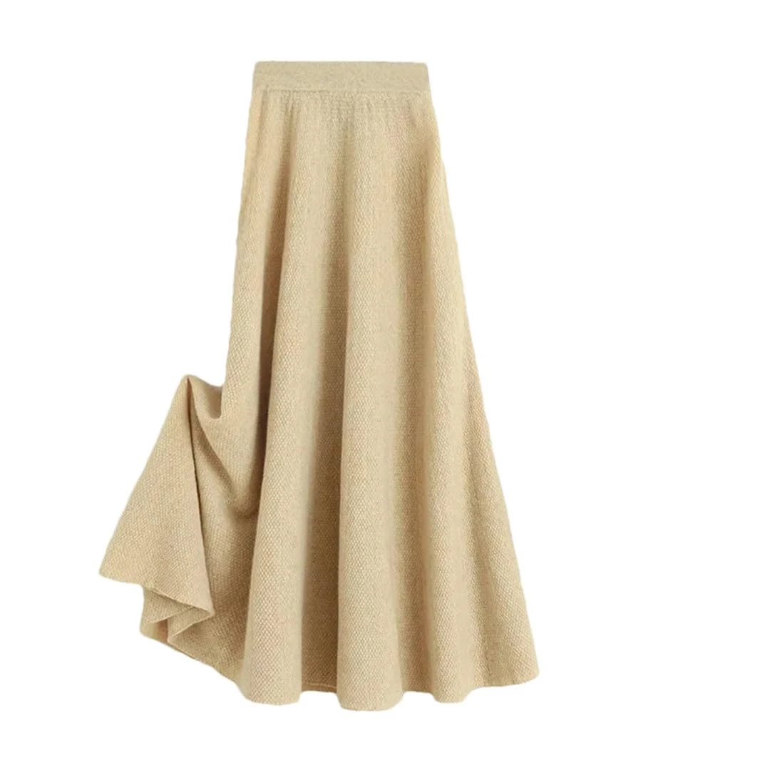 Women's Fall Winter Version Slimming Skirt Plus Size Solid Wool Knitted High Waist Mini Skirt Cyan One Size