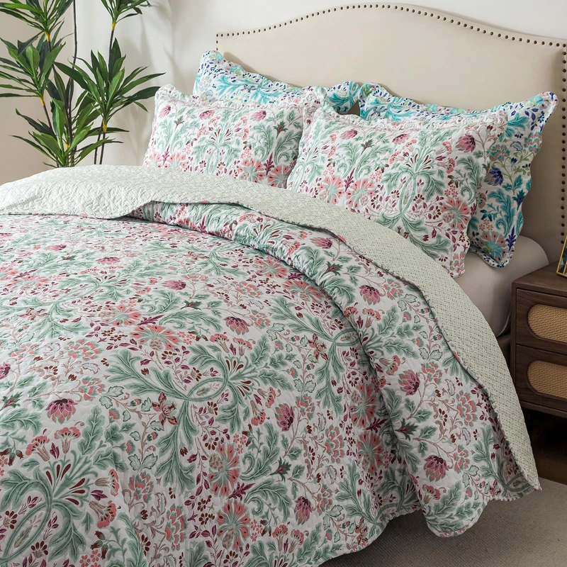 HoneiLife Quilt Set King Size - Microfiber Bedspreads 3-Piece,Reversible Coverlets Lightweight Bedcover King Quilt Bedding Sets
