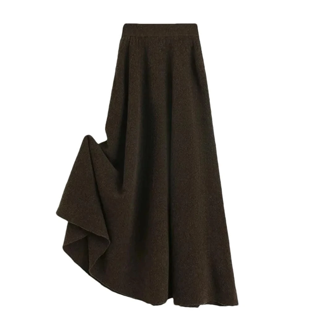 Women's Fall Winter Version Slimming Skirt Plus Size Solid Wool Knitted High Waist Mini Skirt Coffee One Size