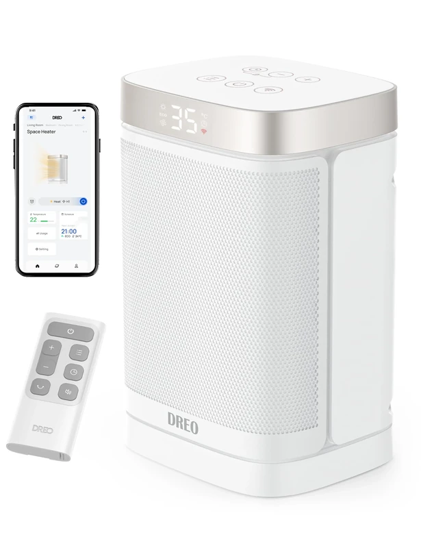 Dreo 1500W Smart Space Heaters for Indoor Use, Portable Heater with 70°Oscillation, WiFi Alexa & Google Assistant Electric Heater, with Thermostat & Remote, Safety Small Heater for Office Home