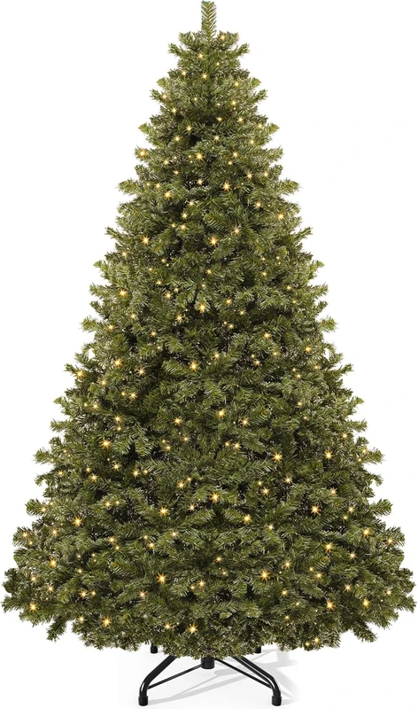 YITAHOME 7.5ft Artificial Christmas Tree with 550 LED, Christmas Pine Tree with 1346 Tips, Foldable Metal Frame & Stand, Easy Assembly Pop Up Christmas Tree for Home Party, 228 x 135cm