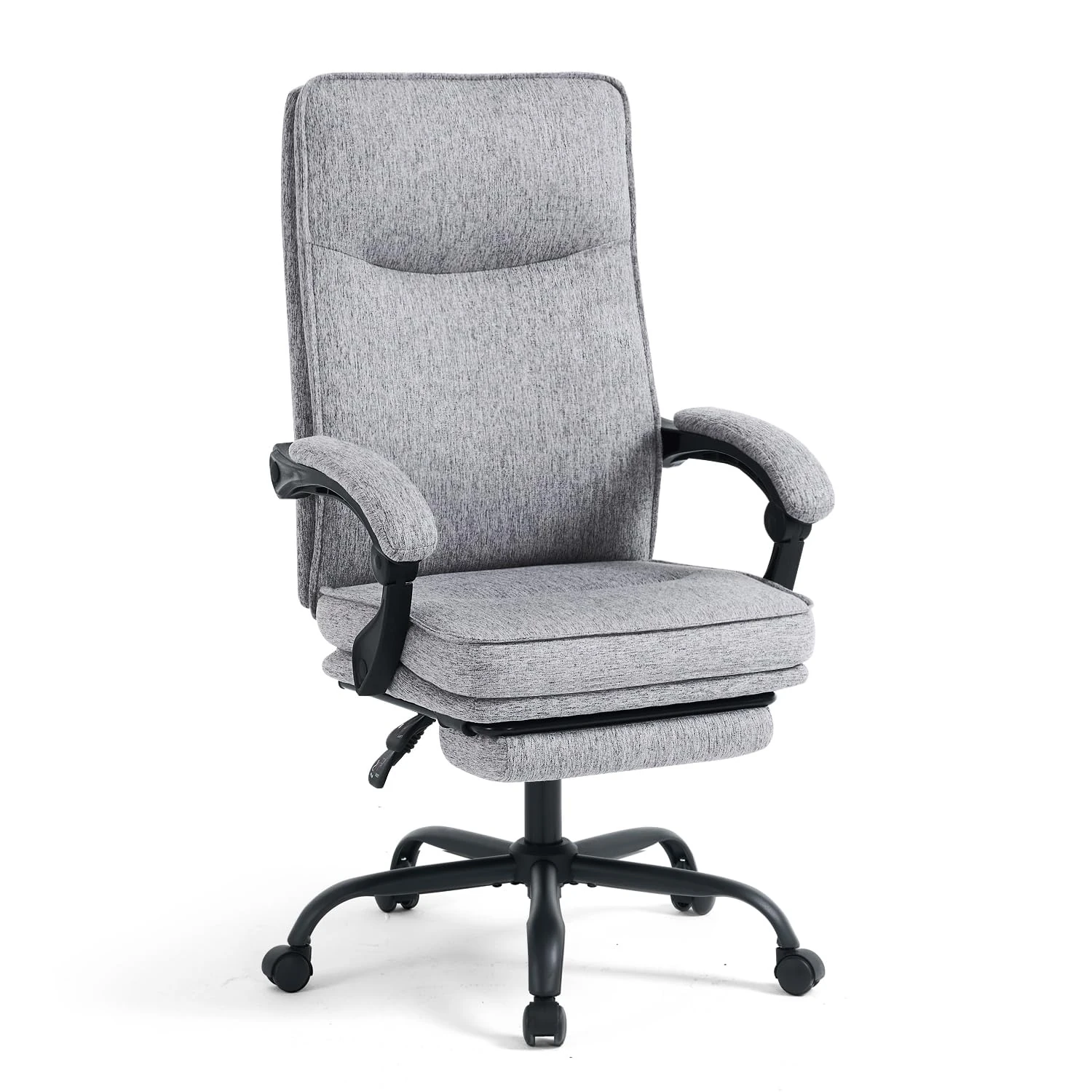 MZLEE Fabric Office Chair with Footrest Ergonomic Computer Chair with High Back Lumbar Support Reclining Comfortable Desk Chairs for Home Office (Grey 150kg)