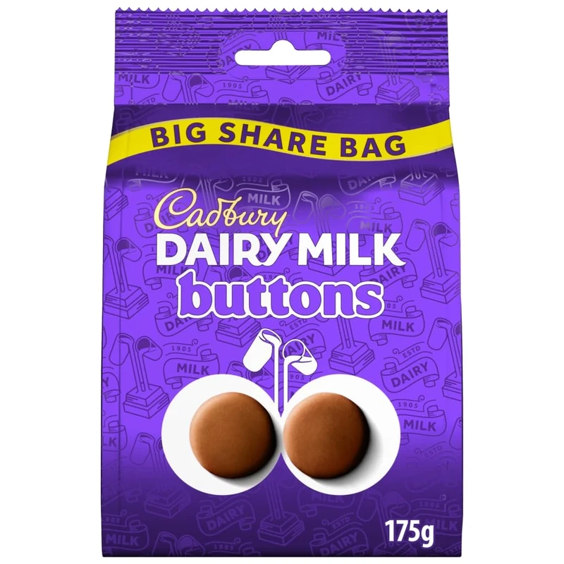Cadbury Dairy Milk Buttons Bag, Creamy Chocolate Taste, 175 g Sharing Size (Pack of 1)