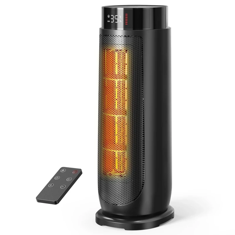 Aroeve Electric Heater, 2000W PTC Fan Heater for Home Space, Quiet Room & Portable, 90° Oscillation, 4 Modes, ECO Energy-Saving, 24H Timer, Remote Control, Overheating & Tip-Over Protection