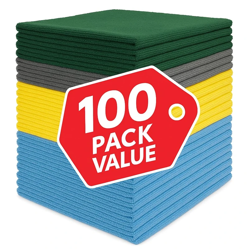 Simply Auto Microfibre Cleaning Cloths, Multi-Purpose, Lint-Free, Washable, Non-Scratch, Pack of 100