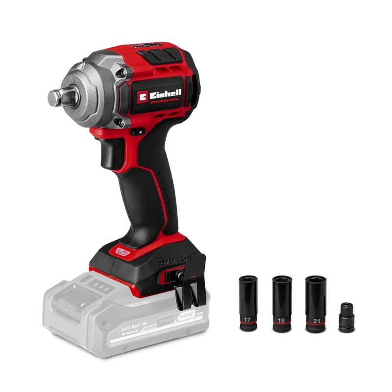 Einhell Professional Cordless Impact Wrench 18V Power X-Change, 350Nm Torque Level, 600Nm Release Torque, brushless, External Square bit Socket Without Battery TP-CW 18/350-C Li BL-Solo