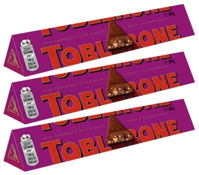 Toblerone Fruit & Nut Chocolate Bar 100g – 3 Pack | Creamy Swiss Milk Chocolate with Raisins, Honey & Almond Nougat | Gift for All Occasions, Celebrations & More | 25g = 3 Triangles, 4 x 3 Triangles