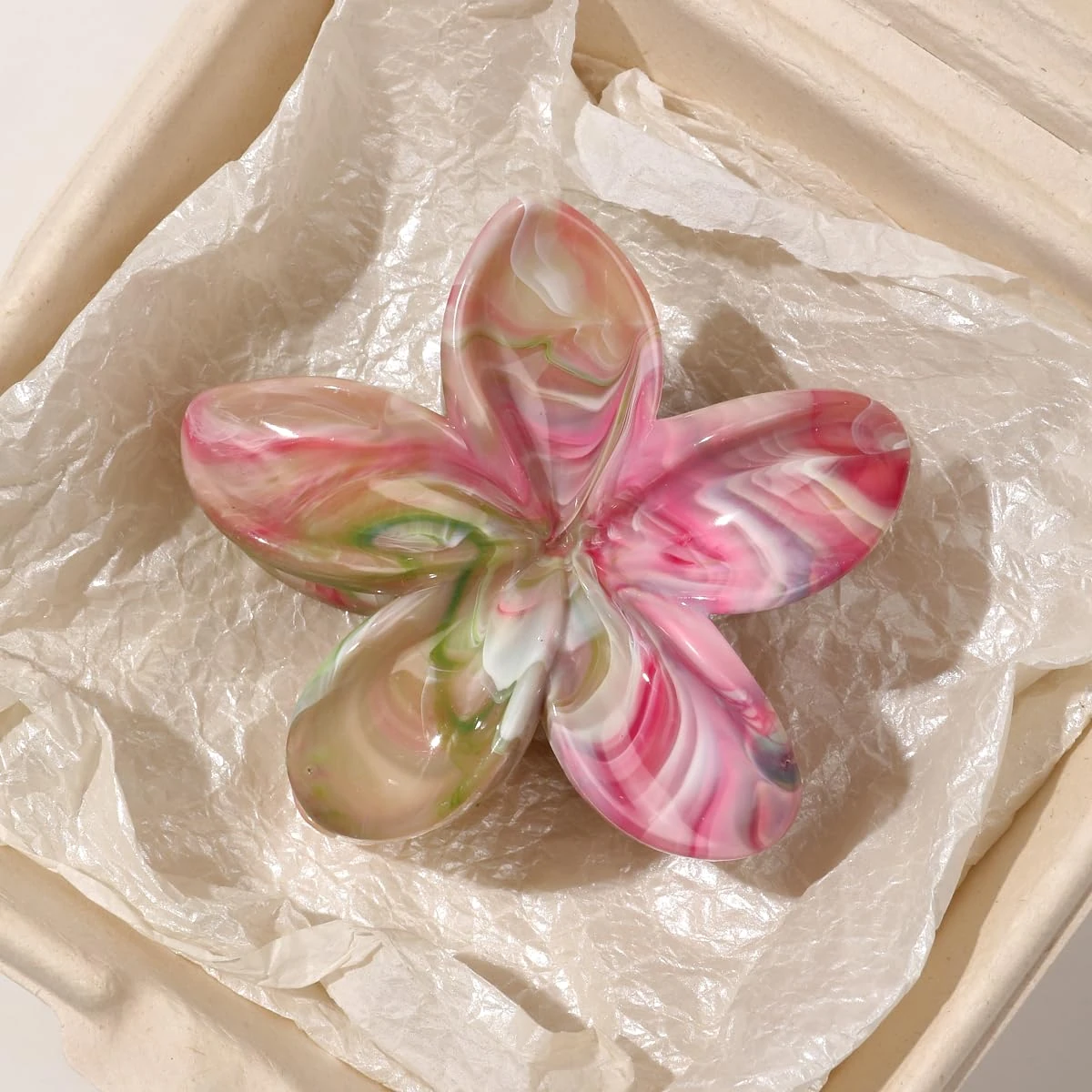 Flower Hair Clips for Women - Large Plumeria Clips for Thick Thin Medium Fine Hair,Fashion Cute Hair Accessories for Strong Hold,Perfect for Summer and Beach,Marble Color.