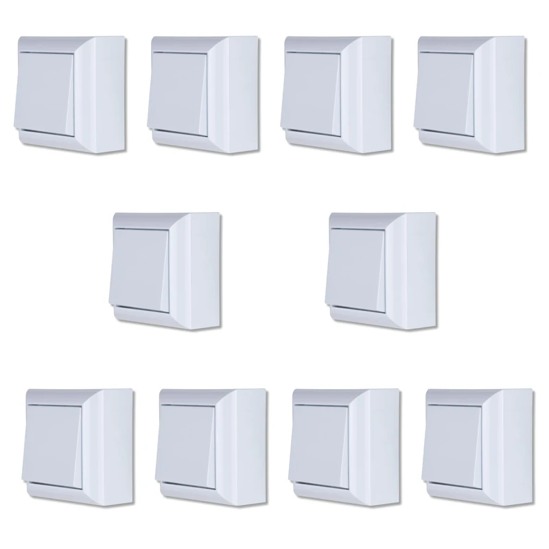 REV PlanoLuxe Light Switch, Economy Set, 10 x Surface-Mounted Off and Toggle Switch, White