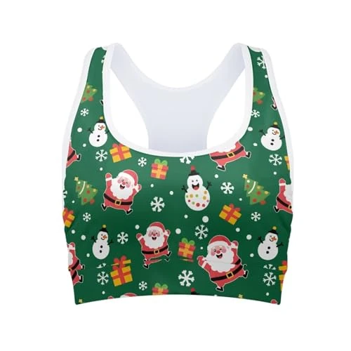 Forchrinse Southwestern Navajo Indian American Aztec Sports Bra for Women,Suitable for Yoga Gym Workout Fitness, Santa Claus Pattern, L