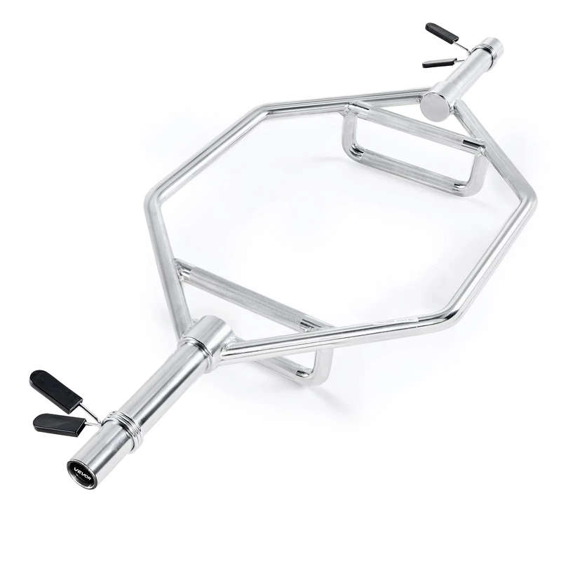 VEVOR Trap Bar Hex Bar, 50mm Hex Barbell, 360 kg Capacity Shrug Bars with Knurled Grips, Weightlifting and Strength Training Equipment, Home Gym for Squats, Deadlifts, Shoulder Presses, Silver