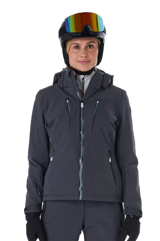 killtec KSW 42 WMN Women's Ski Jacket with Zip-Off Hood, Snow Guard and Underarm Ventilation, Night Blue, 44, 43421-000