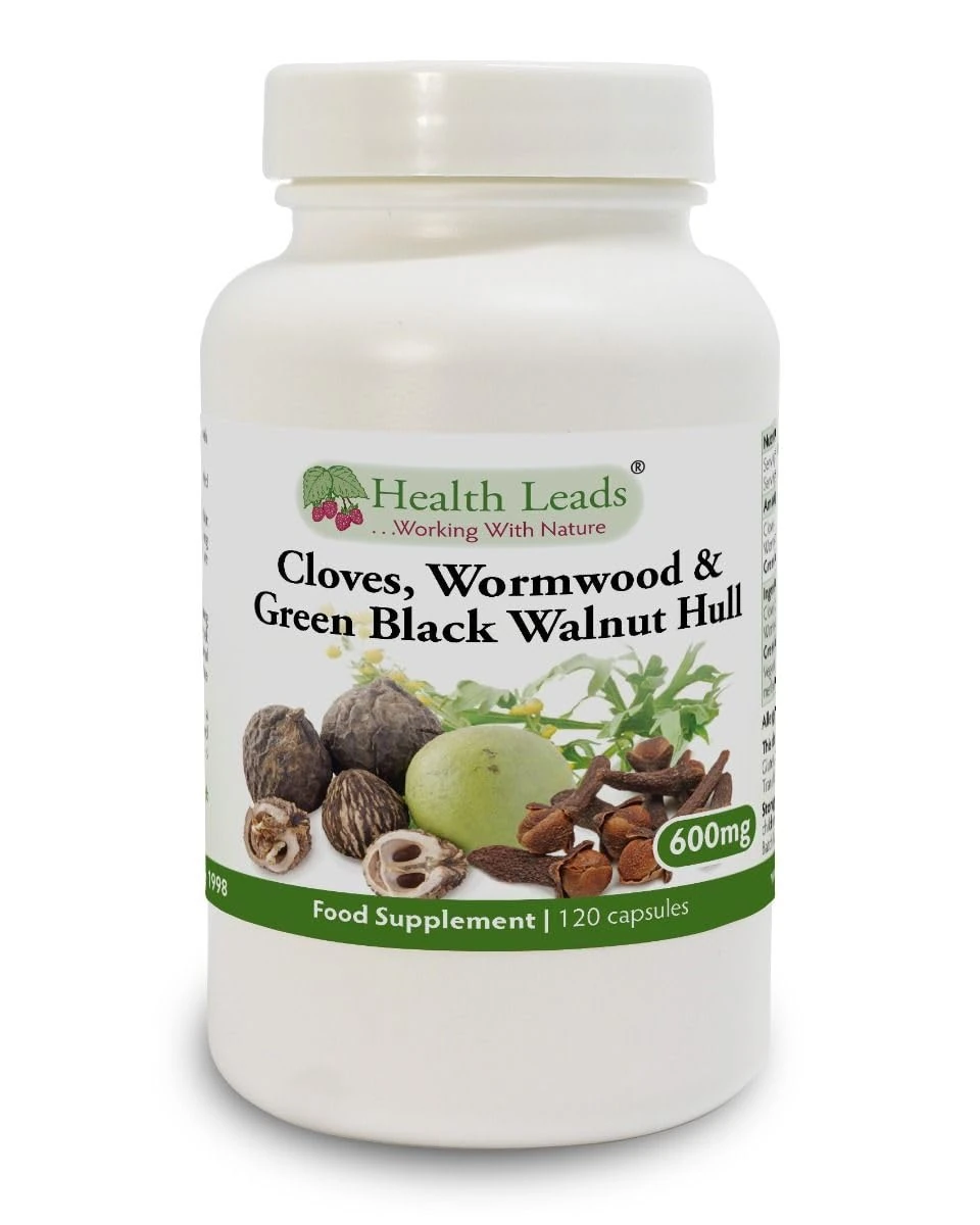 Cloves, Wormwood & Green Black Walnut Hull 600mg x 120 Capsules, Advanced High Strength Triple Botanical Complex Supplement, Clean & Additive Free, No GMO, No Fillers or Magnesium Stearate
