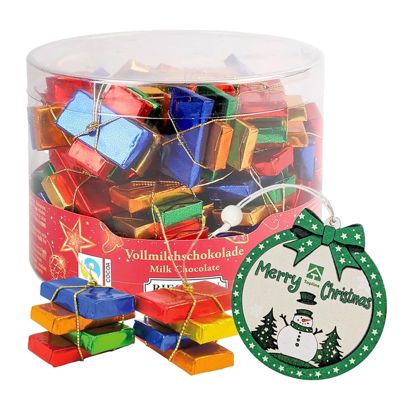 Chocolate Christmas Tree Decorations Bulk But - Solid Milk Chocolate Napolitains Christmas Chocolate 282g with Topline Tree Ornament for Stocking Fillers, Secret Santa gifts for Kids