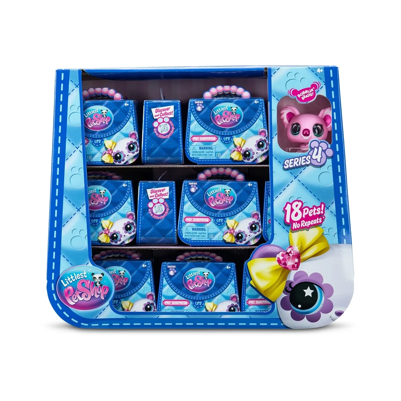 Littlest Pet Shop Bandai Series 4 Pet Surprise Single Boxes X 18 | Each Pet Surprise Mystery Box Contains 1 LPS Mini Pet Toy 1 Accessory 1 Collector Card And 1 Virtual Code | Toys For Girls And Boys