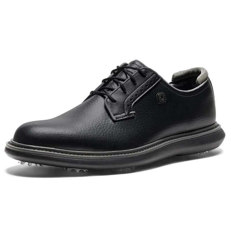 FootJoy Men's Traditions Blucher Golf Shoe, Black, 9.5 UK Medium