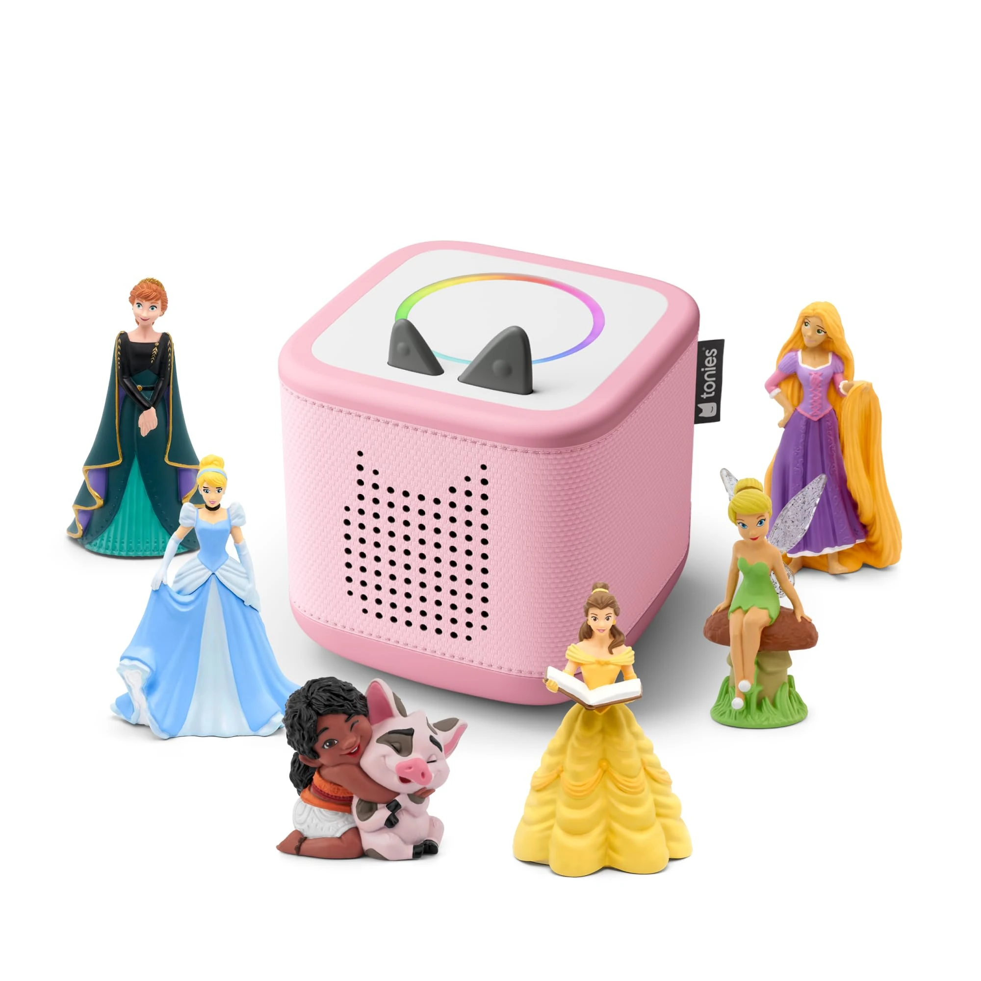 tonies Toniebox 2 Bundle Incl. 6 Tonies: Disney Frozen Anna, Disney Moana 2, Tinkerbell, Cinderella, Tangled, Beauty & the Beast, Cloud Pink