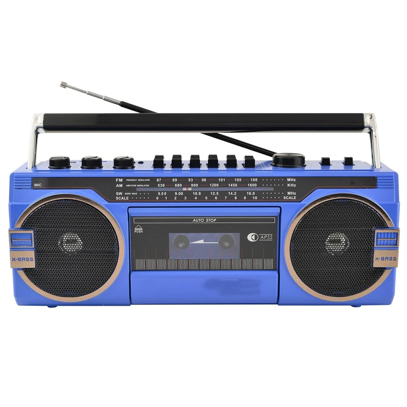 Retro CD Player Boombox, Portable Cassette Player with AM/FM Radio & Bluetooth, Cassette Recorder, Ideal for Family Gatherings & Travel