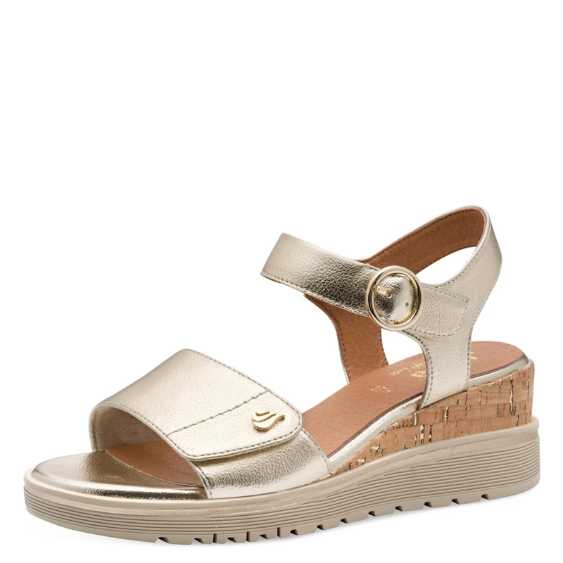 Jana Womens Damen Wedge/Plat Multiadj+vegan Wedge Sandal, Gold, 7.5 UK