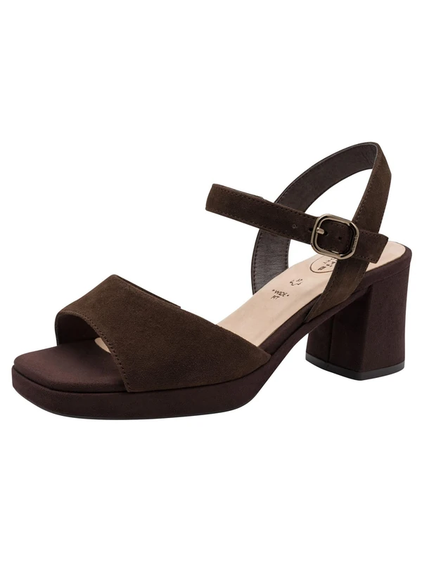 Tamaris Women's Comfort Heel Sandals with Heel, Mocha Suede, 6.5 UK