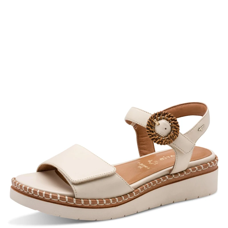 Tamaris Comfort Women's Wedge/Plat Sand Wedge Sandal, Ivory, 36 EU