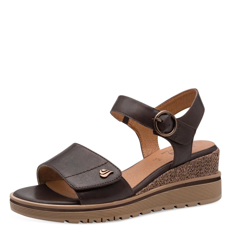 Jana Women's Wedge/Plat Sand MultiAdj+Vegan Wedge Sandals, Mocha, 36 EU