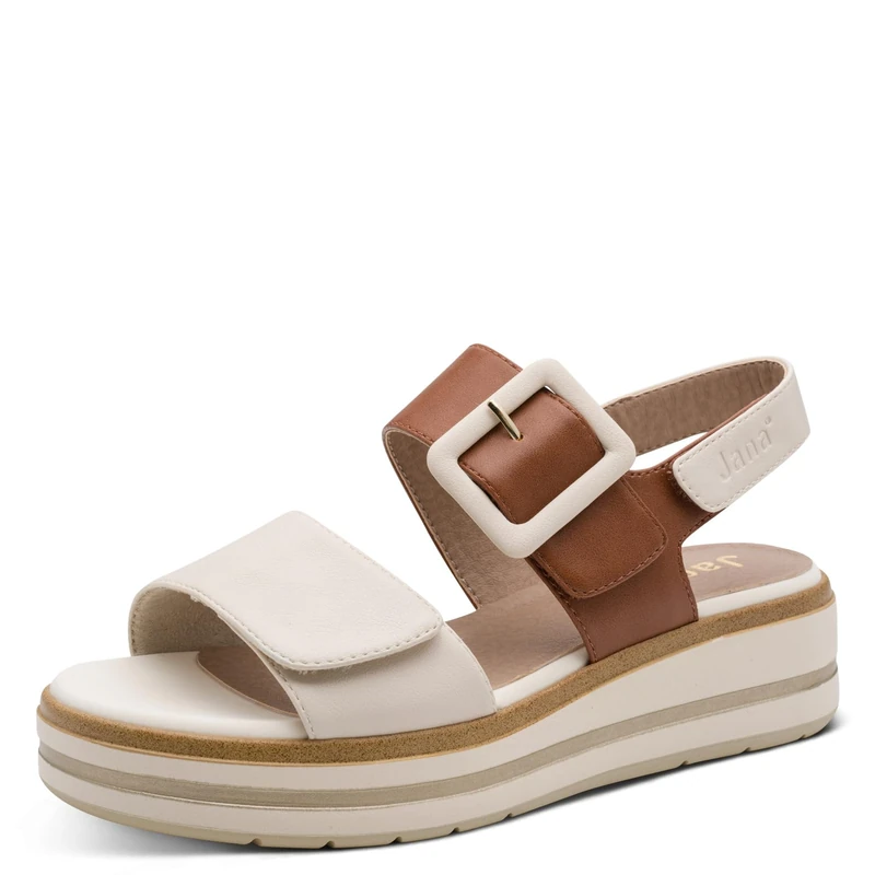 Jana Women's Wedge/Plat Sand Multiadj+Vegan Wedge Sandals, Beige Cognac, 7 UK