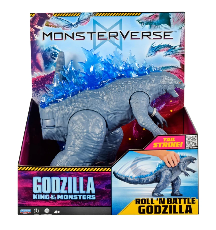 MonsterVerse King of the Monsters Official Giant Godzilla Roll N Battle Tail Attack Figure – 11-Inch Movie-Inspired Toy with Wheel-Activated Tail Movement – Action Figure for Kids & Collectors