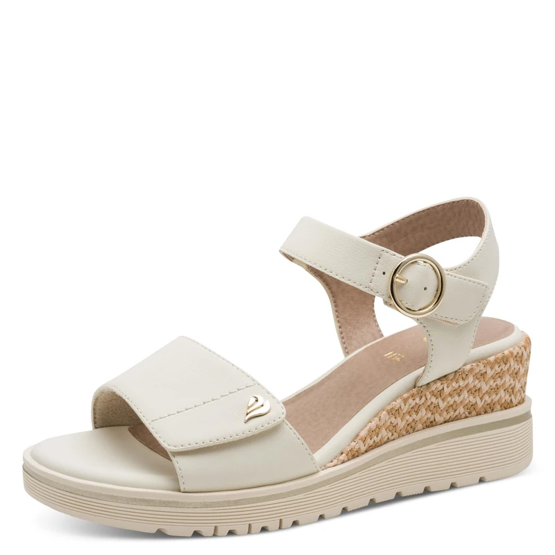 Jana Women's Wedge/Plat Sand MultiAdj+Vegan Wedge Sandals, Beige, 40 EU