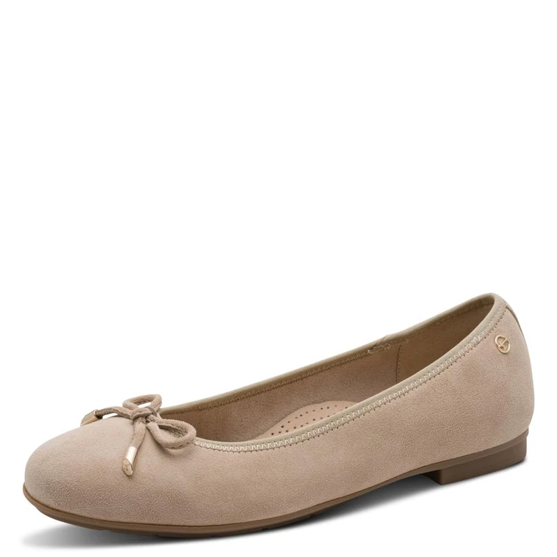 Tamaris Comfort Women's Ballet Flats, Beige Suede, 38 EU