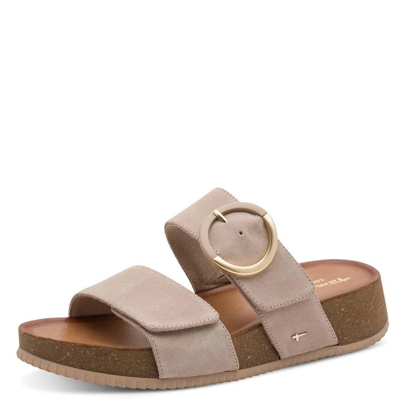 Tamaris Women's Comfort Wedge/Plat Mule Multiadjustable Platform, Beige suede, 4 UK - Image 1