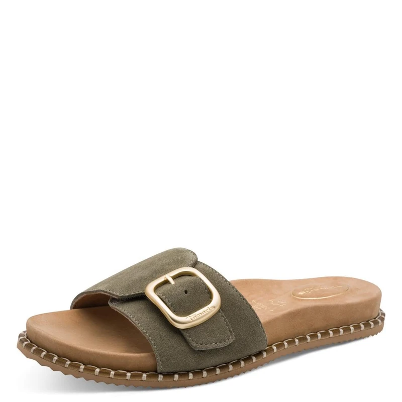 Tamaris Comfort Women's Mule Flat MultiAdjustable Platform, Sage Suede, 40 EU