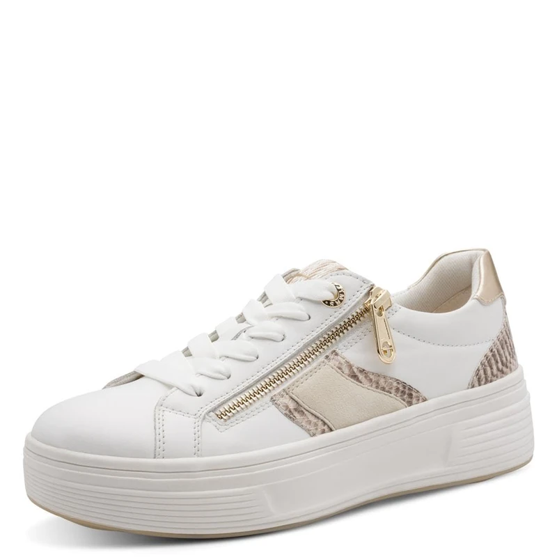 Tamaris Comfort Women's Low Trainers, White/Snake, 40 EU