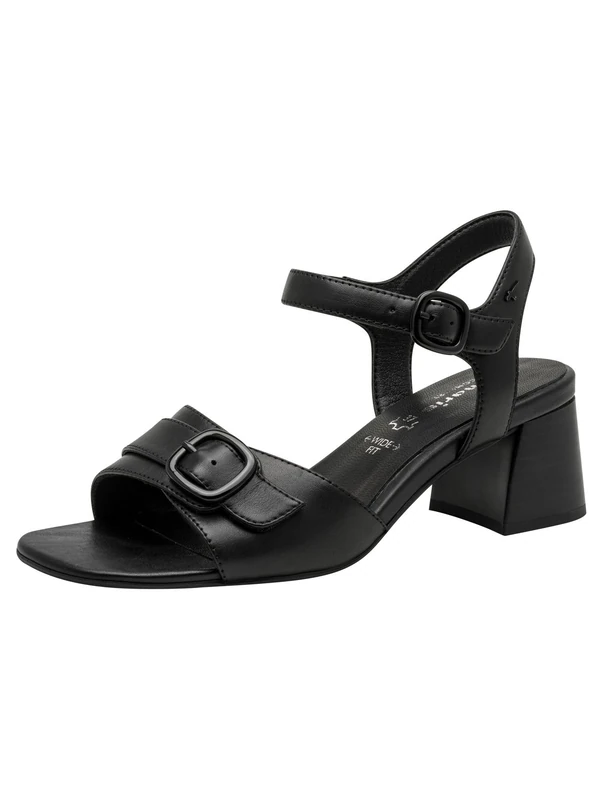 Tamaris Comfort Women's Heel MultiAdjustable Sandals with Heel, Black Nappa, 36 EU