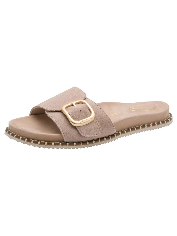 Tamaris Comfort Women's Mule Flat MultiAdjustable Platform, Beige Suede, 40 EU
