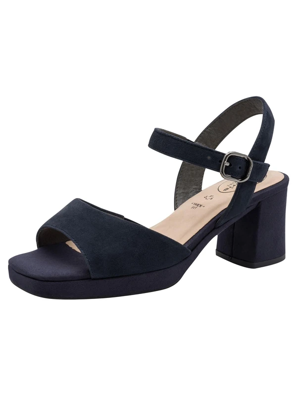 Tamaris Comfort Women's Heel Sandals with Heel, Navy Suede, 36 EU