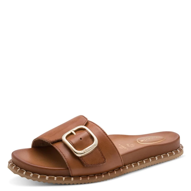 Tamaris Comfort Women's Mule Flat MultiAdjustable Platform, Cognac Nappa, 36 EU