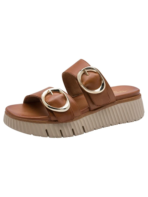 Tamaris Comfort Women's Wedge/Plat Mule MultiAdjustable Platform, Cognac, EU 36