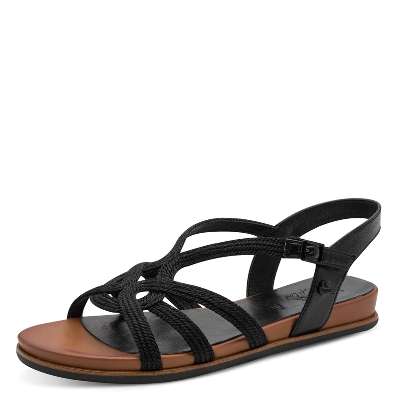 Jana Women's Flat Vegan Flat Sandals, Black, 38 EU
