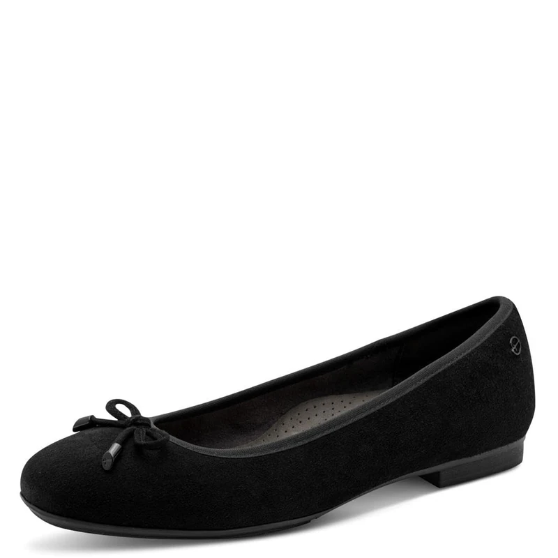 Tamaris Comfort Women's Ballet Flats, Black Suede, 37 EU