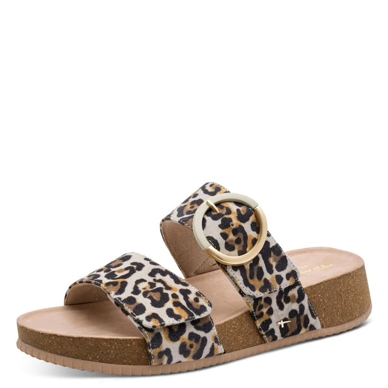 Tamaris Comfort Women's Wedge/Plat Mule MultiAdjustable Platform, Beige Leo, 37 EU - Image 1